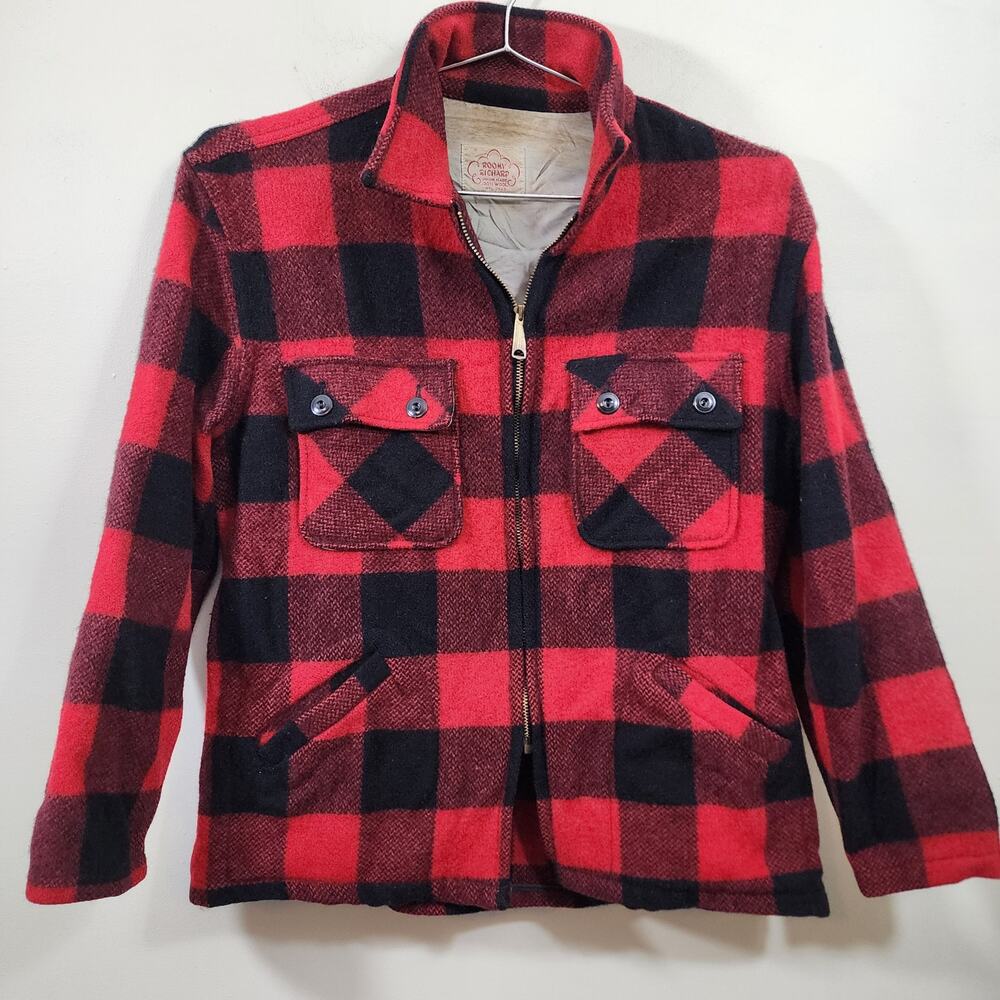 Vintage Roomy Richard union made 100% wool buffalo check jacket men's size Large